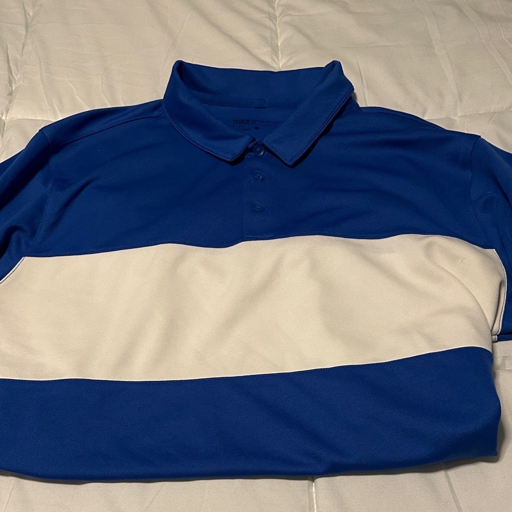 Nike Men's Polo Shirt in Blue and White